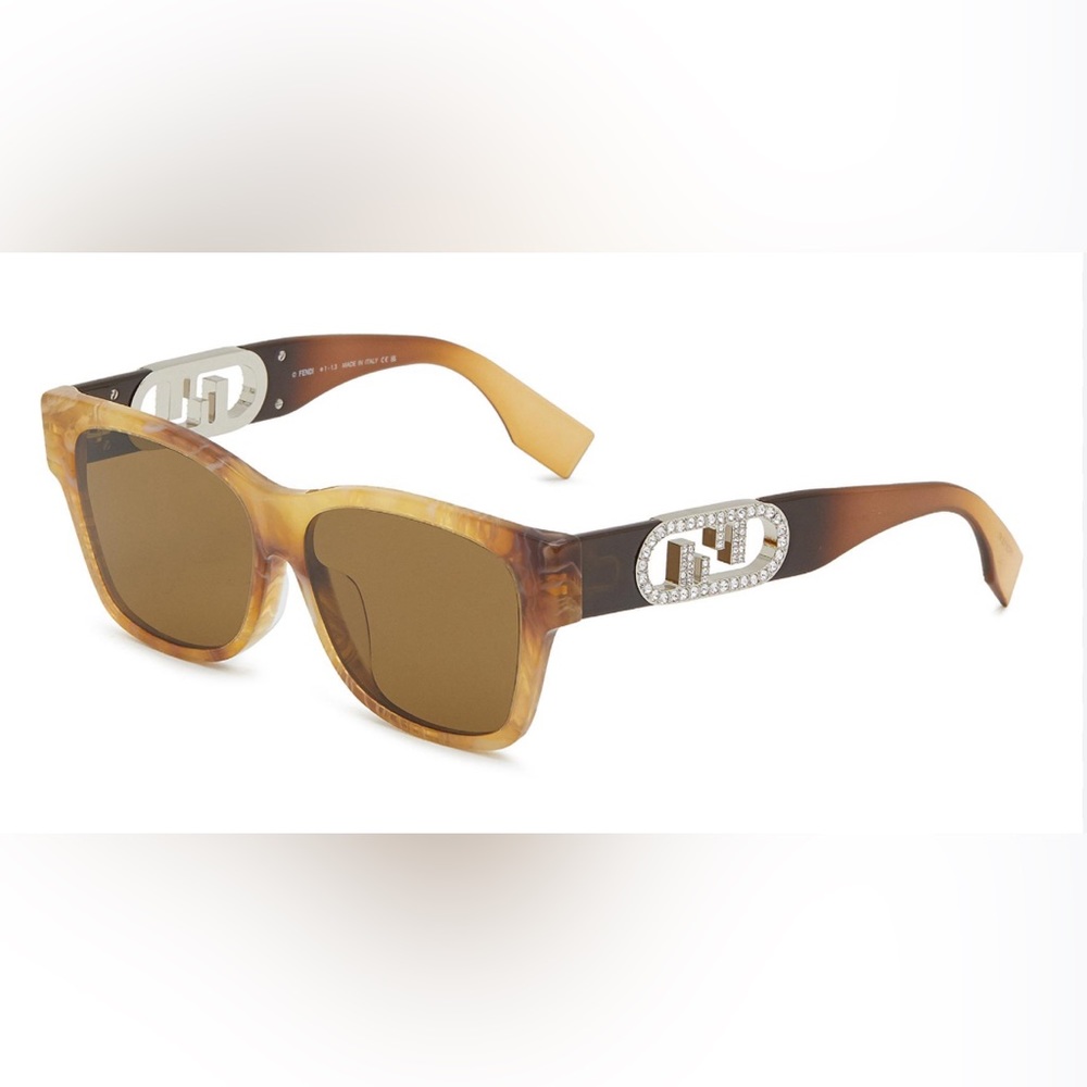 Fendi Crystal Embellished Square Frame Sunglasses